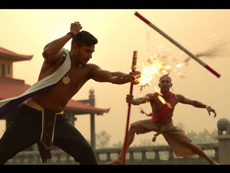Combat scene in Indian Fusion Ace showing a character using Kalaripayattu moves
