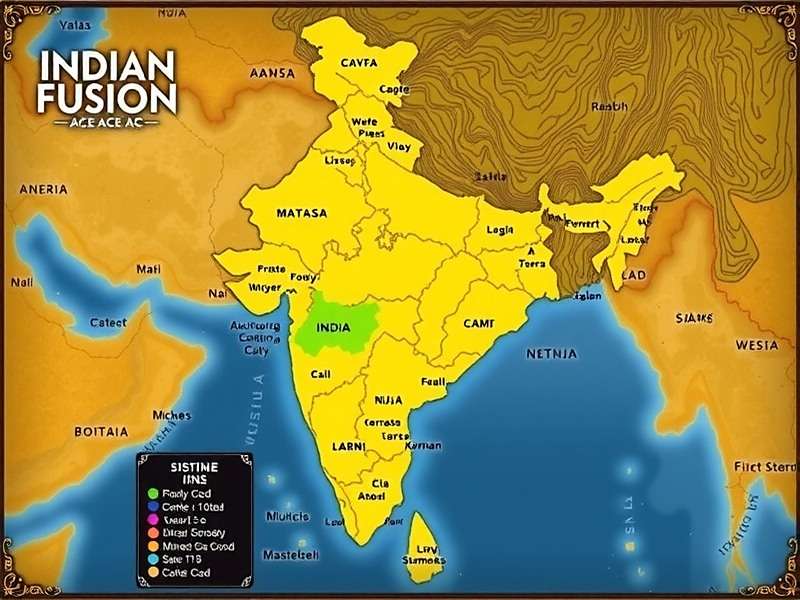 Map of India showing in-game regions in Indian Fusion Ace